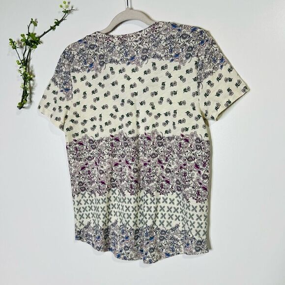 LOFT Floral V-neck Cotton Tee Shirt - Picture 8 of 8